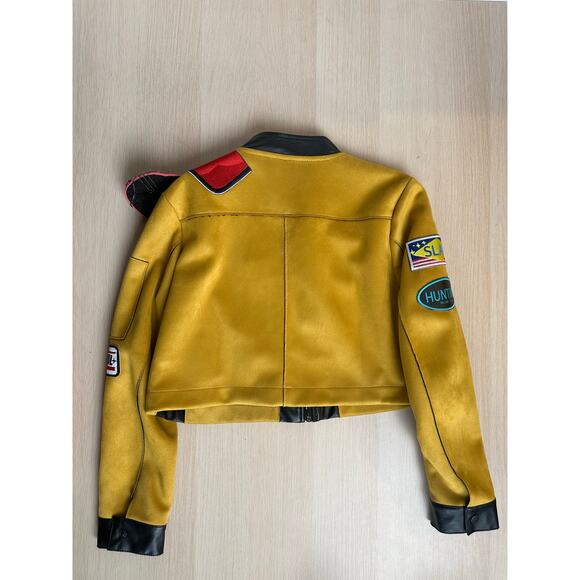 RARE! Custom Rumi Yellow Leather Cosplay Suede and Leather Jacket - Size L - Picture 4 of 12
